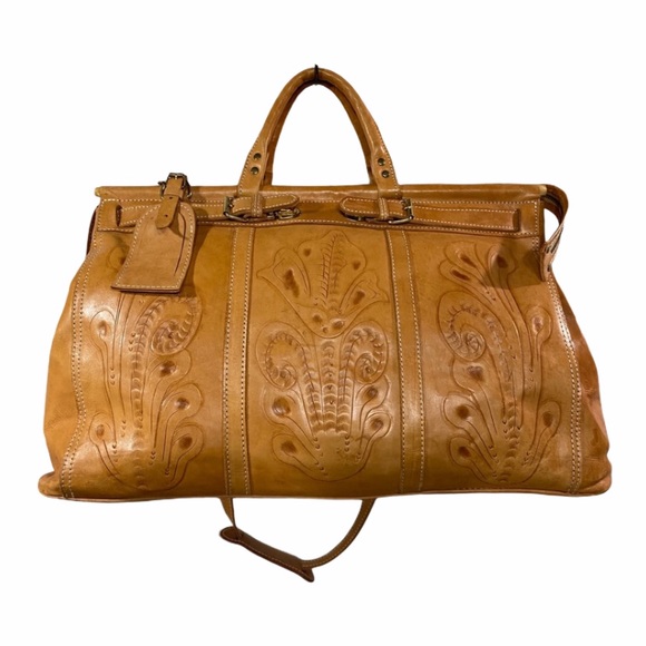 Made in Paraguay Handbags - Hand Tooled Leather Embossed Weekender Luggage